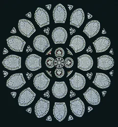 Rose vindue (farvet glas)